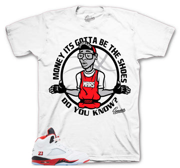 Retro 5 Fire Red Shirt - Gotta Be Shoes - White