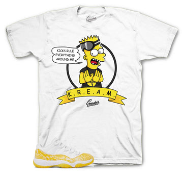 Retro 11 Yellow Snakeskin Shirt - Kicks Rule - White
