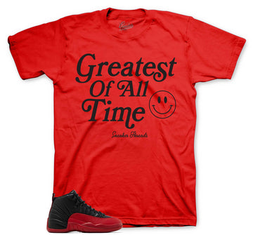 Retro 12 Flu Game Shirt - Goat - Red