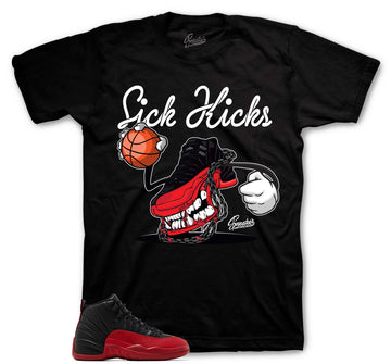 Retro 12 Flu Game Shirt - Fly Kicks - Black