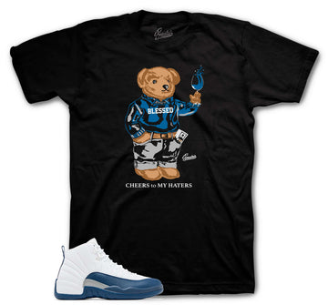 Retro 12 French Blue Shirt - Cheers Bear - Black