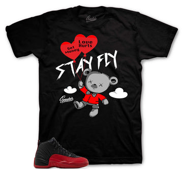 Retro 12 Flu Game Shirt - Money over Love - Black