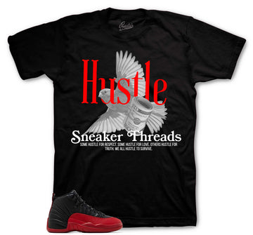 Retro 12 Flu Game Shirt - Hustle Bird - Black