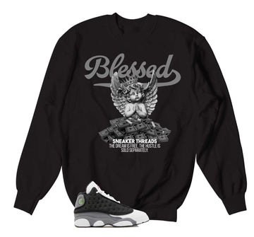 Retro 13 Black Flint Sweater - Blessed Angel - Black