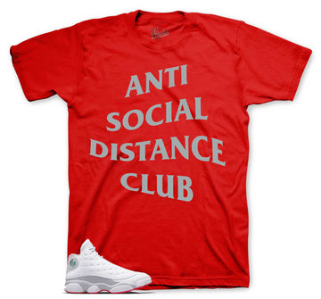 Retro 13 Wolf Grey Shirt - Social Distance - Red