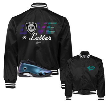 Retro 14 Love Letter Satin Jacket - Love Letter - Black