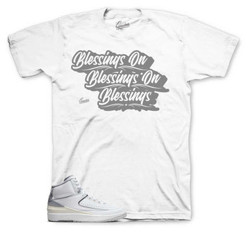 Retro 2 Cement Grey Shirt - Blessings - White