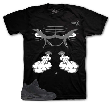 Retro 3 Black Cat Shirt - Raging Face - Black