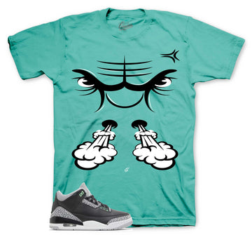 Retro 3 Green Glow Shirt - Raging Face - Green