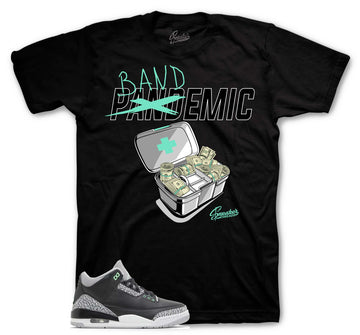 Retro 3 Green Glow Shirt - Bandemic - Black