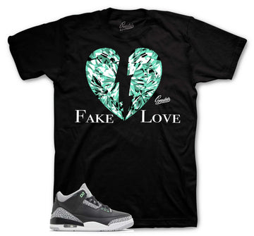 Retro 3 Green Glow Shirt - Love - Black