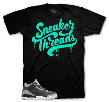 Retro 3 Green Glow Shirt - ST Drip - Black
