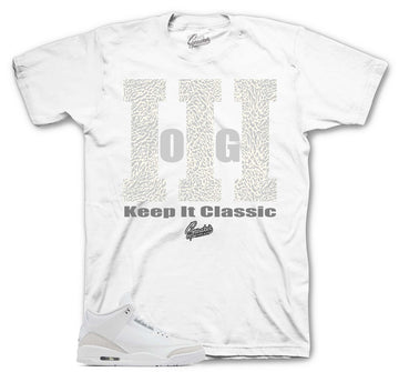 Retro 3 Pure Money Shirt - Keep It Classic - White