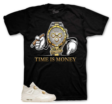 Retro 4 Metallic Gold Shirt - Time Is Money - Natural