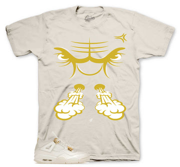 Retro 4 Metallic Gold Shirt - Raging Face - Natural
