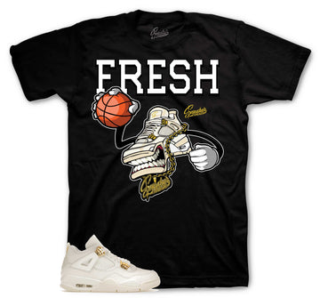 Retro 4 Metallic Gold Shirt - Fly Kicks - Natural