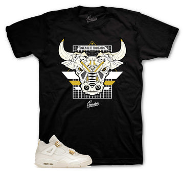 Retro 4 Metallic Gold Shirt - War Bully - Natural