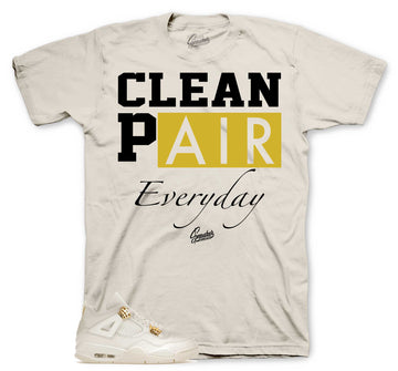 Retro 4 Metallic Gold Shirt - Clean Pair - Natural