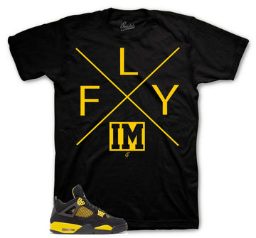 Retro 4 Yellow Thunder Shirt - I'm Fly - Black