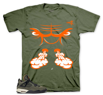 Retro 4 Deep Green - Raging Face - Military Green