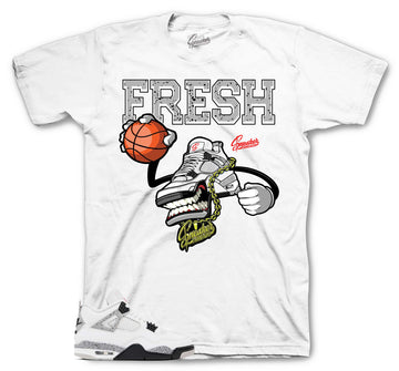 Retro 4 White Cement Shirt - Fly Kicks