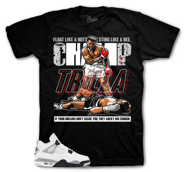 Retro 4 White Cement Shirt - Trilla - Black