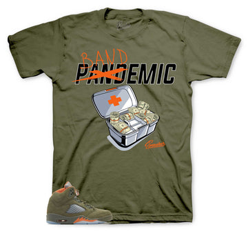 Retro 5 Olive Shirt - Bandemic - Military Green