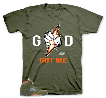 Retro 5 Olive Shirt - God Got Me - Military Green