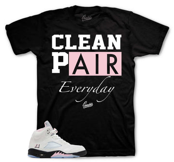 Retro 5 Soft Pink Shirt - Clean Pair - Black