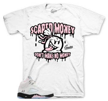 Retro 5 Soft Pink Shirt - Scared Money - White
