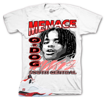 Retro 5 Fire Red Shirt - Nineties - White
