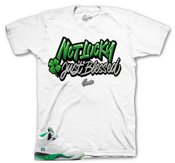 Retro 5 Lucky Green Shirt - Not Lucky, Blessed