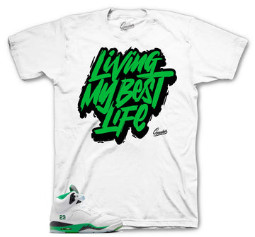 Retro 5 Lucky Green Shirt - Living Life - White