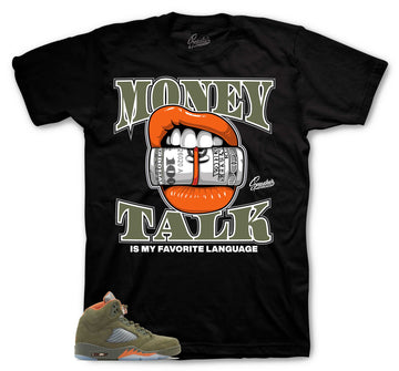 Retro 5 Olive Shirt - Money Talk - Black