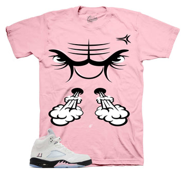 Retro 5 Soft Pink Shirt - Raging Face - Soft pink