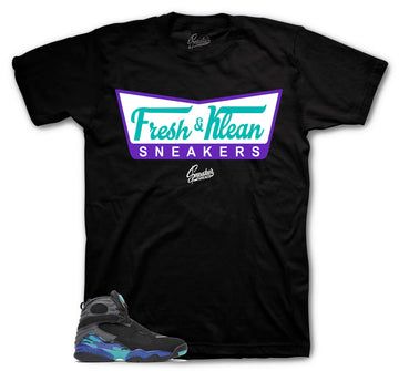 Retro 8 White Aqua Shirt - Fresh klean - Black