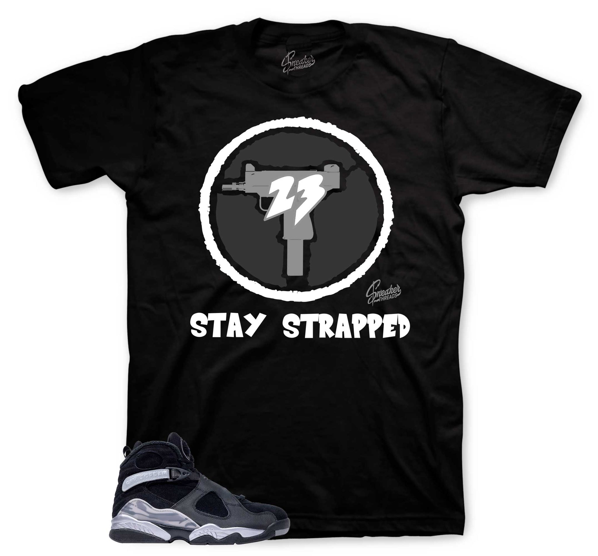 Retro 8 Gunsmoke Shirt - Stay Strapeed - Black