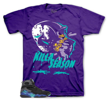 Retro 8 White Aqua Shirt - Killa Season - Purple