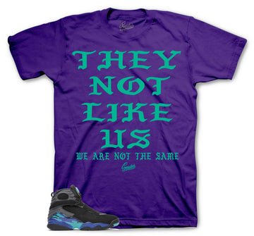 Retro 8 White Aqua Shirt - Not Like Us - Purple