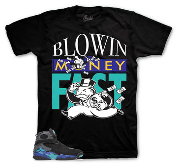 Retro 8 Aqua Shirt - Blowing Money - Black
