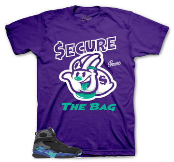 Retro 8 White Aqua Shirt - Secure The Bag - Purple
