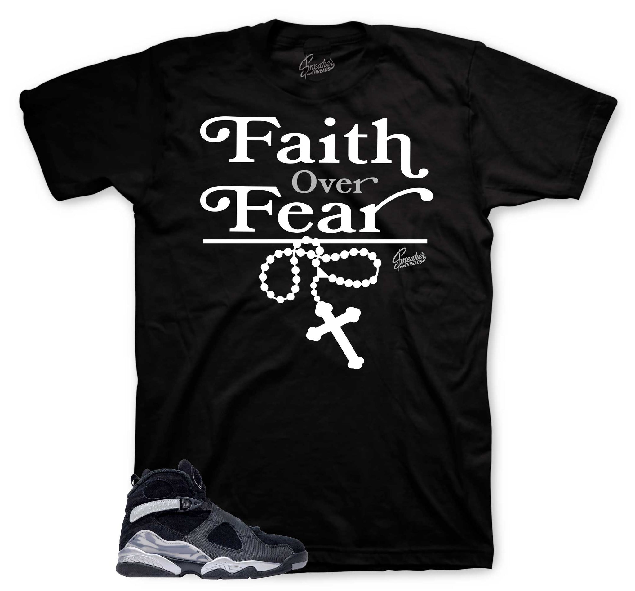 Retro 8 Gunsmoke Shirt - Faith Over Fear - Black