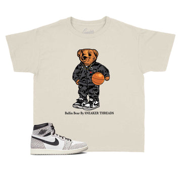 Kids Elephant Print 1 Shirt - Ballin Bear - Natural