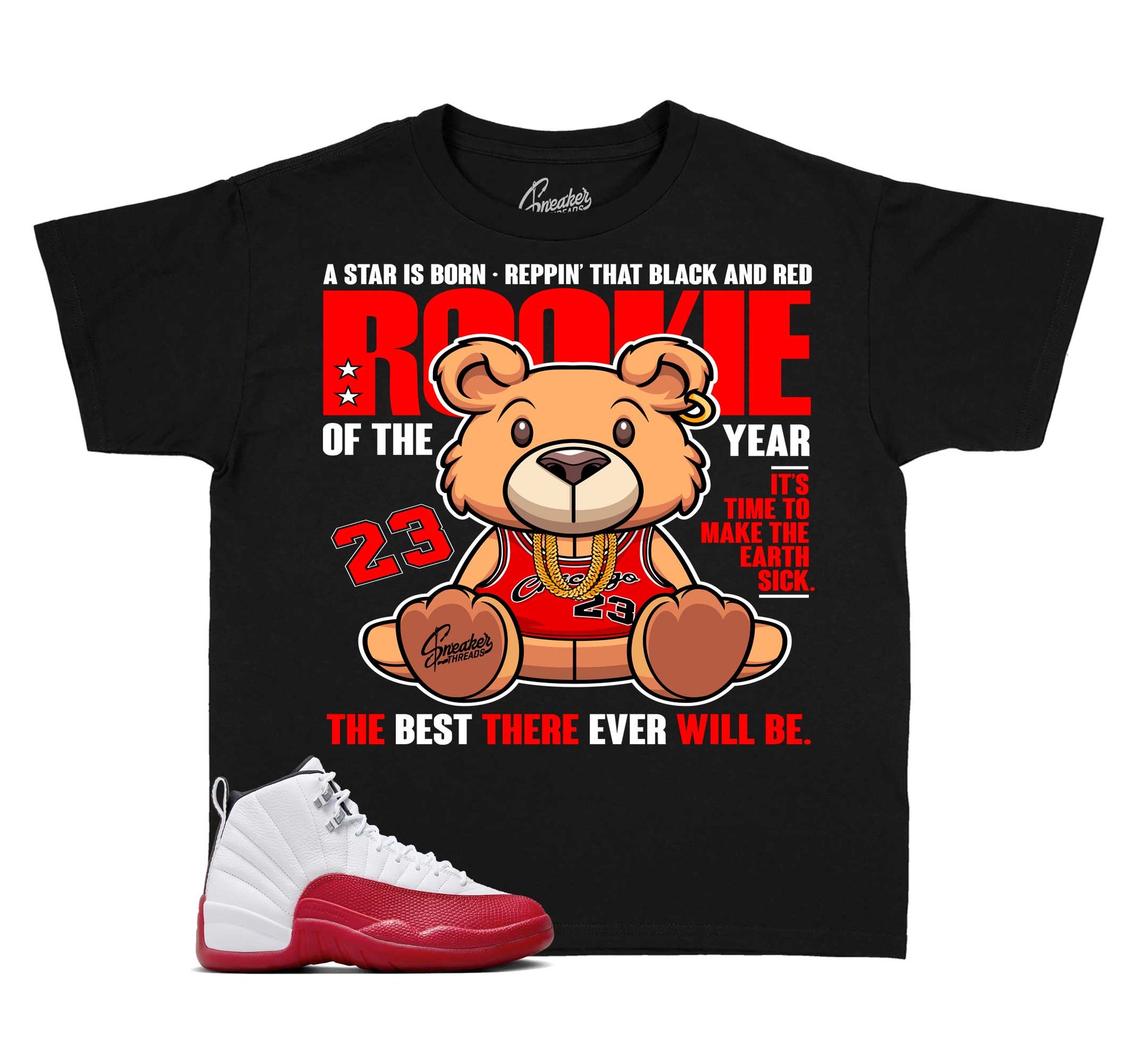 Kids Cherry 12 Shirt - Rookie Bear - Black