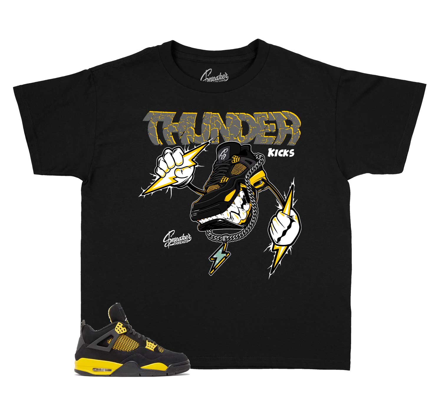 Kids Yellow Thunder 4 Shirt - Fly kicks - Black