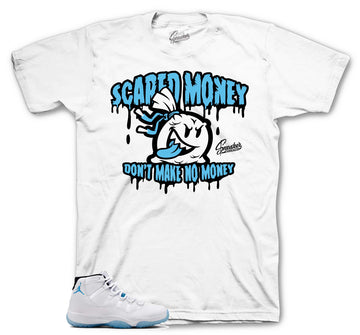 Retro 11 Legend Blue Shirt -Scared Money - White