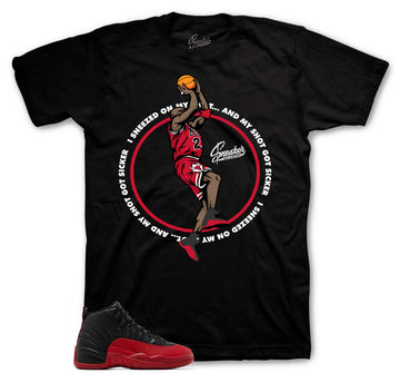 Retro 12 Flu Game Shirt - Sneezed - Black