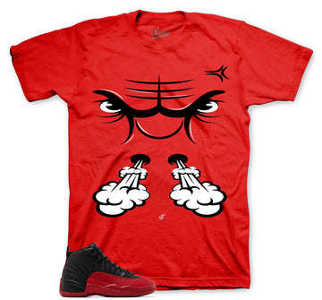 Retro 12 Flu Game Shirt - Raging Face - Red