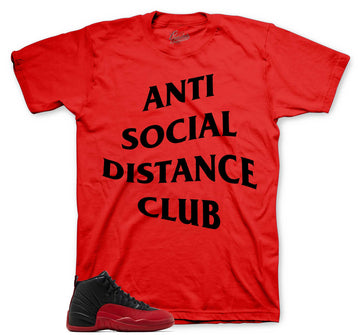 Retro 12 Flu Game Shirt - Social Distance - Red