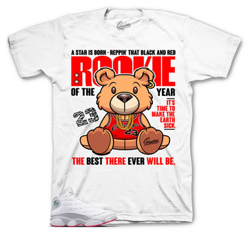 Retro 13 Wolf Grey Shirt - Rookie Bear - White